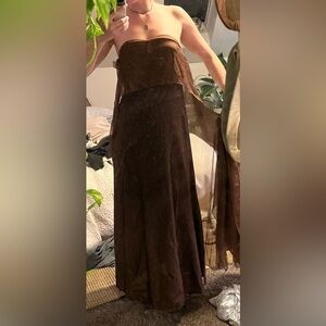 Three Seasons XS Elegant chiffon chocolate Brown Women's dress gown scarf maxi